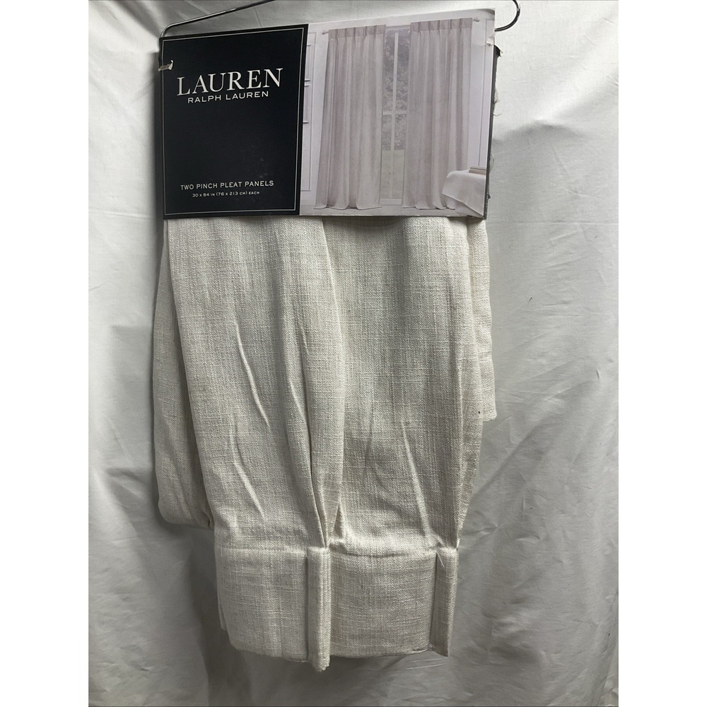 Ralph Lauren Belgian Linen Two Pinch Pleat Curtains 30X84 Natural Beige NEW